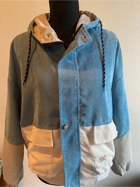 Vintage 90s Duality Colorblock Corduroy Hooded Jacket